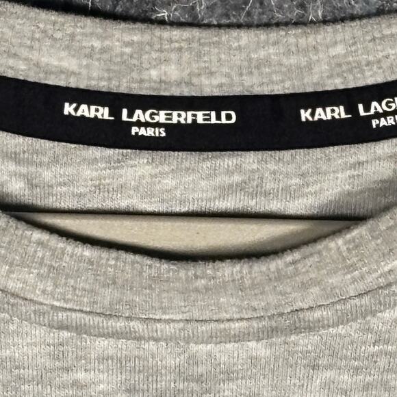 Karl Lagerfeld Sweatshirt Women Medium Gray Neon Signature Eiffel Tower Pullover - Picture 5 of 13